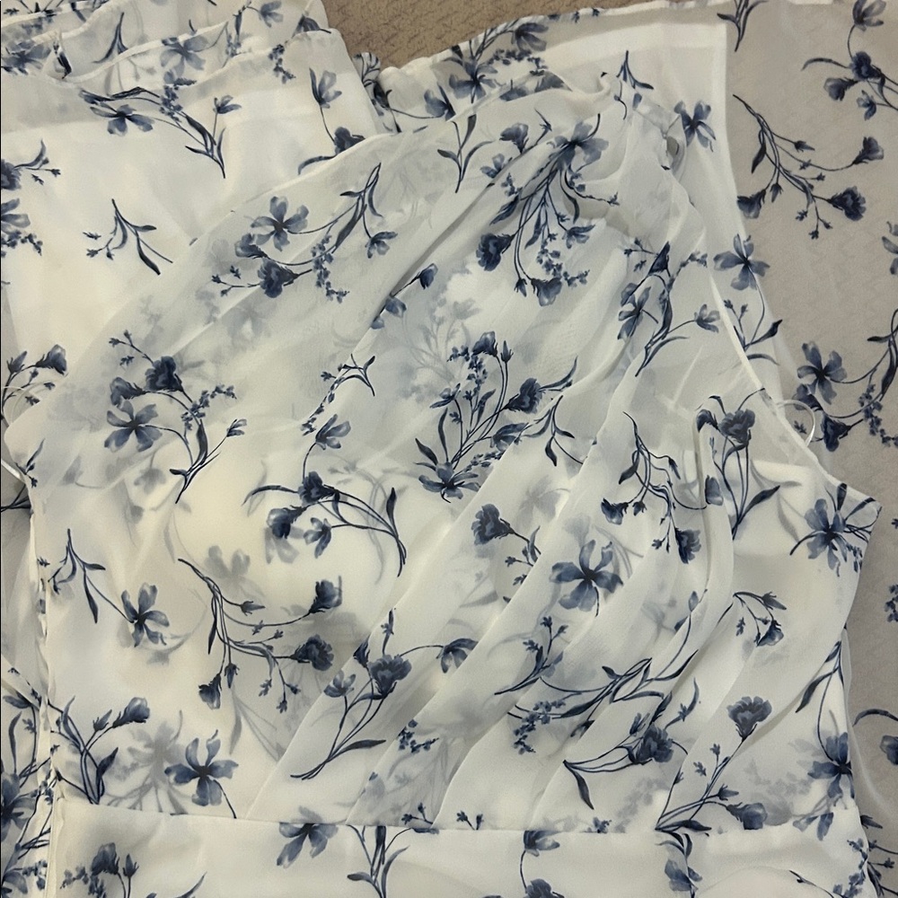 NWT Birdy Grey Kira Dress Chiffon Blue Le Fleur Bridesmaid Wedding Dress XL - Picture 10 of 15
